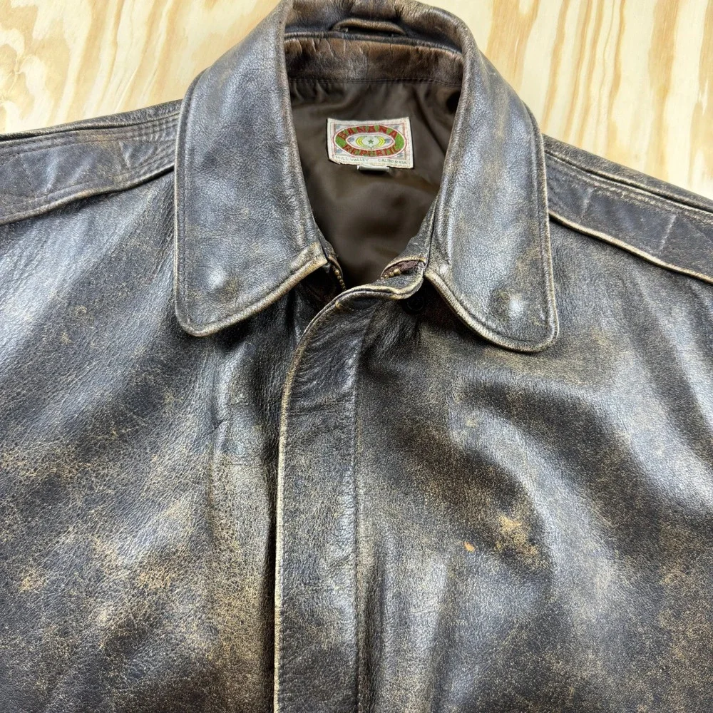 Vintage 80s Banana Republic Safari Leather Bomber Jacket Brown USA Men's Sz 40
